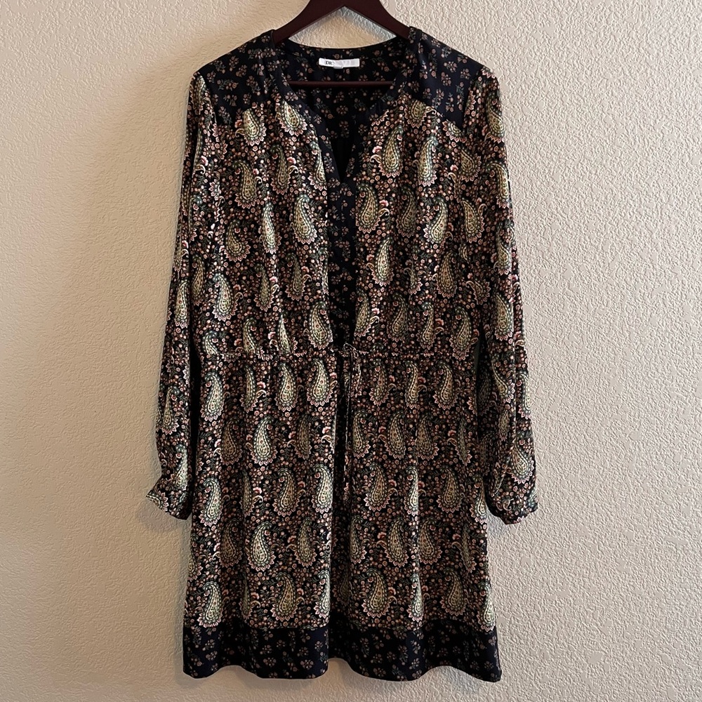 DR2 Paisley Cinch Waist Green Dress Size XL
